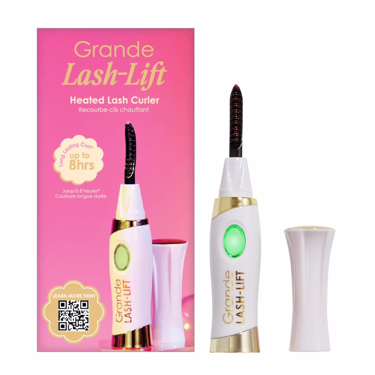Grande-Cosmetic LASH-LIFT Heated Lash Curler Rechargeable White | 2 Heat Settings Exotic Eyelash Curler Tool