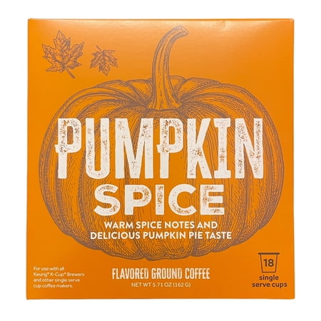 Grande Kaffe K-Cups Coffee Pods, Coffee Pumpkin Spice Flavored Ground Coffee, 18 Single Serve Count