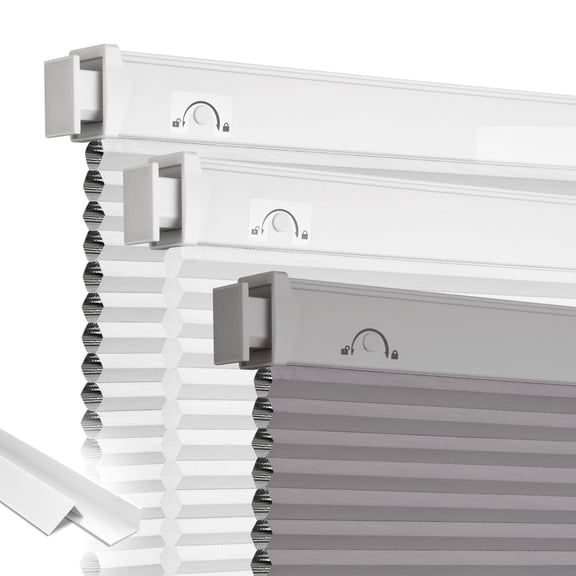 Grandekor Cordless Cellular Shades, No Tools No Drill Blackout Honeycomb Shade, Gray 31" x 64"