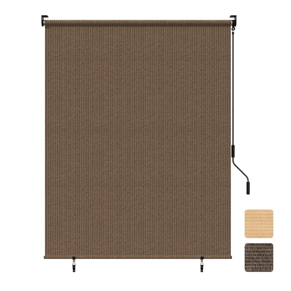 Grandekor Outdoor Roller Shade, 6' W x 6' H, Patio Roll Up Shade, Cordless, Outdoor Privacy Screen, Aluminum, Mocha C108