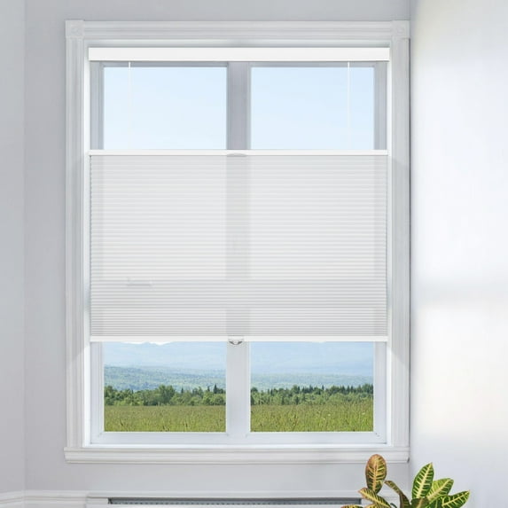 Grandekor Top Down Bottom Up Cellular Shades Cordless, 34" Wx72 H, Pull Down Honeycomb Blinds for Windows Room Darkening Blinds & Shades for Living Room Bedroom, light Filtering, White