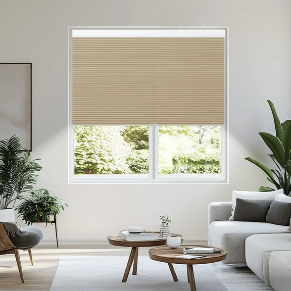 Grandekor Window Blinds and Shdes Cordless Cellular Shades, Beige(blackout) 34"W x 64"H