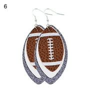 Grandest Birch 1 Pair Dangle Earring Lightweight Multi-layer Faux Leather Vintage Unique Football Hook Earring for Women Faux Leat