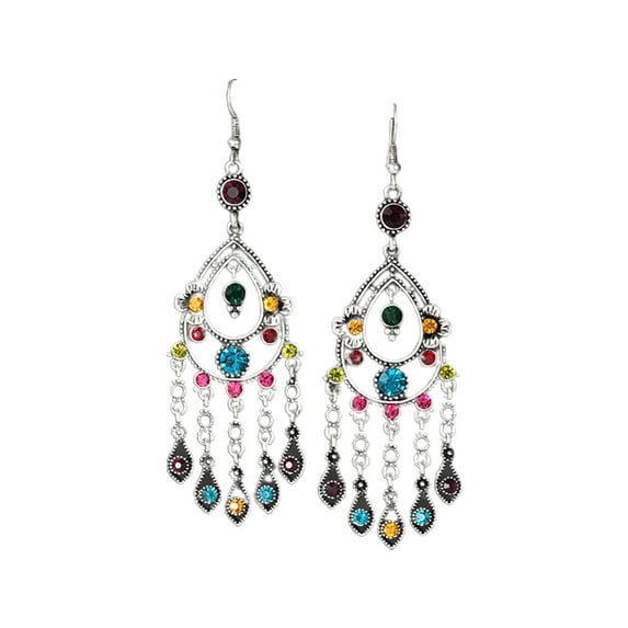Grandest Birch 1 Pair Dangle Earrings Classic Decorative All-match Bohemian Vintage Multilayer Rhinestone Ethnic Style Earrings fo