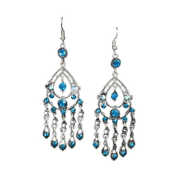 Grandest Birch 1 Pair Dangle Earrings Classic Decorative All-match Bohemian Vintage Multilayer Rhinestone Ethnic Style Earrings fo