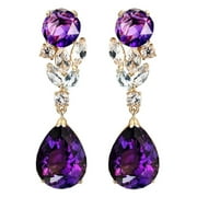 Grandest Birch 1 Pair Dangle Earrings Water Drop-shaped Pendant Rhinestone Jewelry Long Lasting Bright Luster Earrings for Daily W