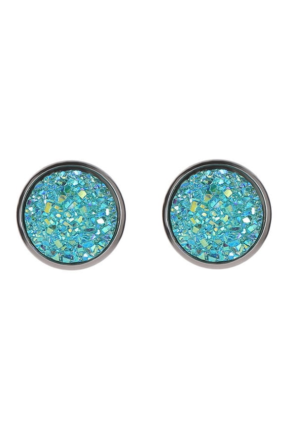 1 Pair Ear Stud Decorative Colorful Stainless Round Shaped Rhinestone Ear Stud for Gift Stainless Steel Blue