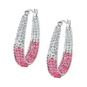 Grandest Birch 1 Pair Rhinestone Decorative Hoop Earring Alloy Valentine Day Huggie Earrings for Women Alloy Pink