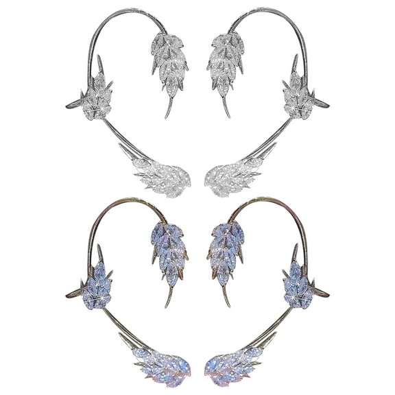 Grandest Birch 1 Pair Women Clip Earrings Sparkling Rhinestone Non-pierced Wheat Shape Ear Cuff Female Jewelry Rhinestone,Alloy Go