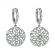 Grandest Birch 1 Pair Women Dangle Earrings Hollow Out Dreamcatcher Shape Jewelry Round Sparkling Hoop Earrings for Daily Wear Cop