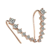 Grandest Birch 1 Pair Women Ear Studs C Shape Rhinestone Jewelry Shiny Korean Style Stud Earrings for Dating Metal,Rhinestone Gold