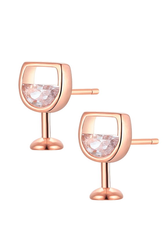 Birch 1 Pair Women Earrings Craft Workmanship Jewelry Gift Anti-rust Women Cubic Zirconia Ear Studs for Dating Copper,Cub