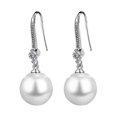 thumbnail image 1 of Grandest Birch 1 Pair Women Earrings Imitation Pearl Shiny Rhinestone Good Workmanship Drop Earrings for Banquet Alloy,Bead White, 1 of 8