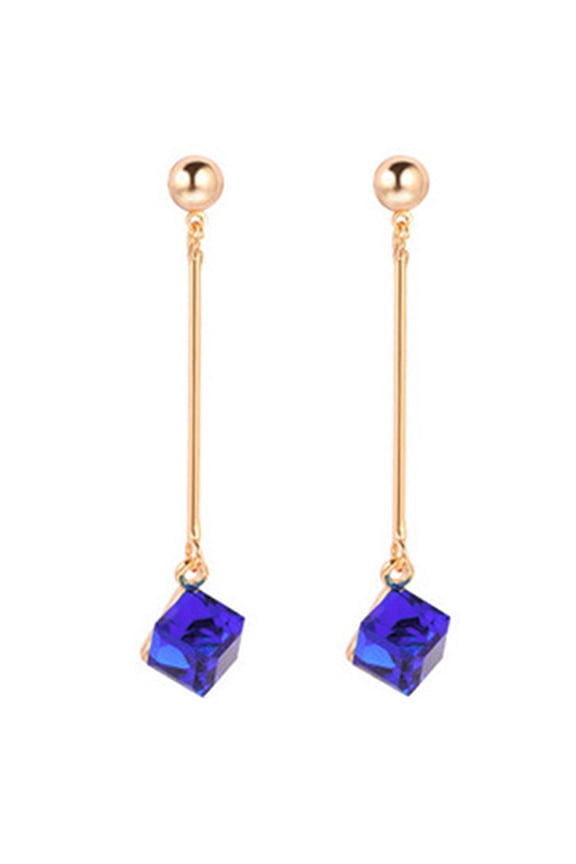 1 Pair Women Long Dangle Rhinestone Earrings Eardrops Jewelry for Wedding Rhinestone,Alloy Blue
