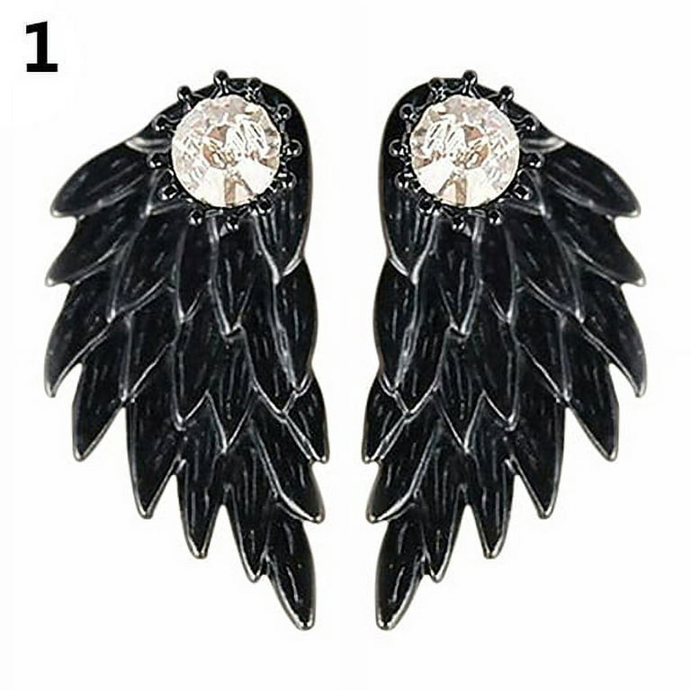 Grandest Birch 1 Pair Women Xmas Gift Angel Wings Rhinestone