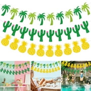 Grandest Birch 1 Set Banner Garland Party Decoration Eco-friendly Cactus Coconut Tree Pineapple Summer Banner Holiday Supplies