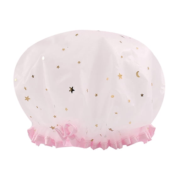 Grandest Birch 10PCS Bath Hat Star Pattern Double Layer PVC Kids Shower Shampoo Cap for Bathroom,Pink