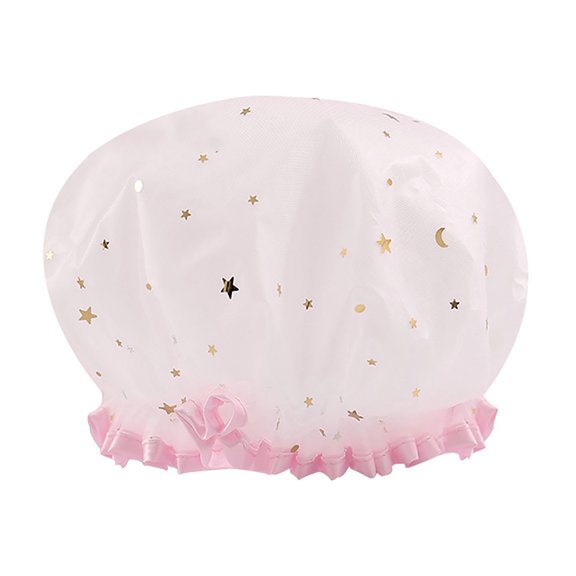 Grandest Birch 10PCS Bath Hat Star Pattern Double Layer PVC Kids Shower Shampoo Cap for Bathroom,Pink