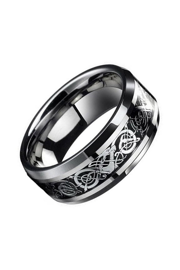 10PCS Fashion Men Celtic Dragon Carving Titanium Steel Wedding Band Ring Jewelry Gift,Size 11