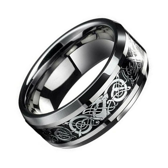 Grandest Birch 10PCS Fashion Men Celtic Dragon Carving Titanium Steel Wedding Band Ring Jewelry Gift,Size 12