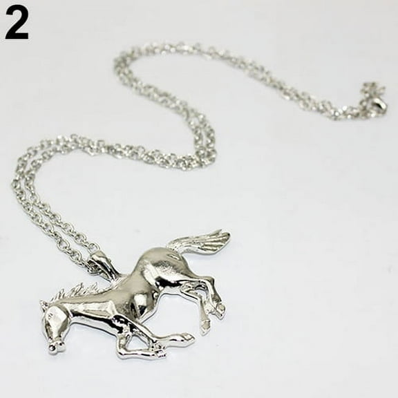 Grandest Birch 10PCS Women's Luxury Running Horse Pendant Long Sweater Chain Necklace Fashion Jewelry,Silver,75 cm