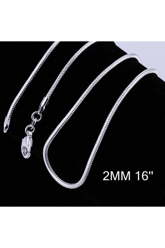 16 Inch - 24 Inch Women Silver Plated Snake Chain Necklace Jewelry Copper, Silver Plated Blue
