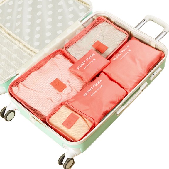 Grandest Birch 18Pcs Travel Storage Bags Clothes Organizer Waterproof Luggage Suitcase Pouch,Watermelon Red