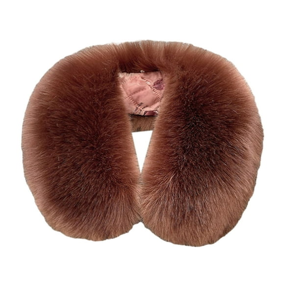 Grandest Birch 1PC Fake Collar Thickened Soft Fluffy Faux Fur Solid Color Cold-resistant Windproof Unisex Winter Neck Warmer Scarf Women Men Neck Wrap Brown