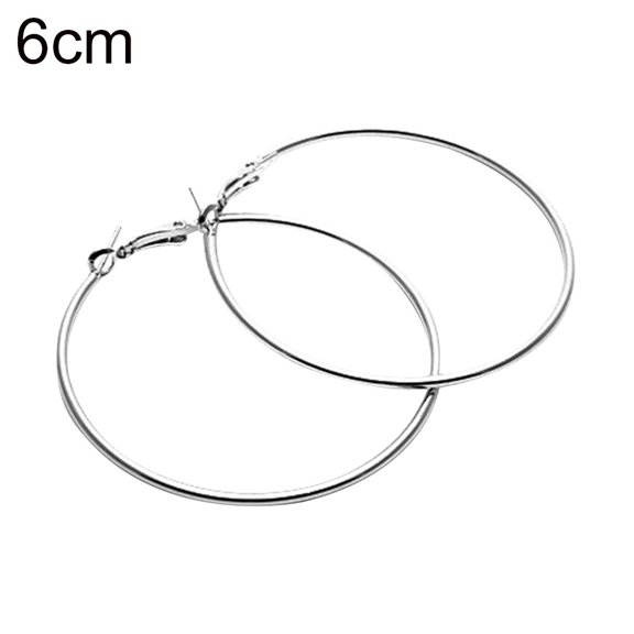 Grandest Birch 1Pair Women Big Circle Charm Statement Hoop Earrings Evening Party Jewelry Gift Steel Red