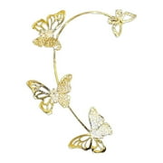 Grandest Birch 1Pc Clip Earring Butterfly Hollow Out Without Piercing Korean Style Exquisite Ear Cuff for Wedding Alloy Gold