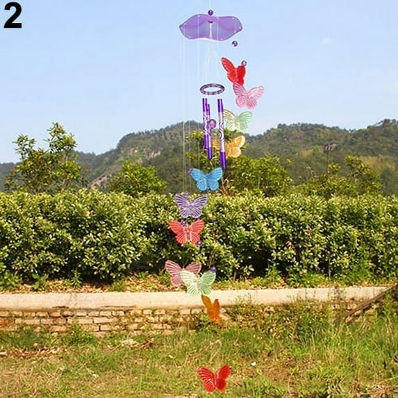 Grandest Birch 1Pc Creative Bright Color Zakka Butterfly Wind Chimes Ornament Home Room Decor Wind Chimes