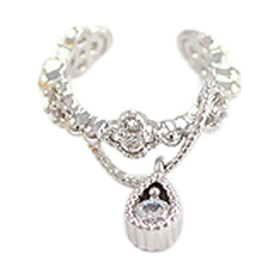 Grandest Birch 1Pc Ear Cuff Teardrop Pendant Decorative Non-piercing Women Cartilage Earring for Birthday Party Rhinestone,Alloy S