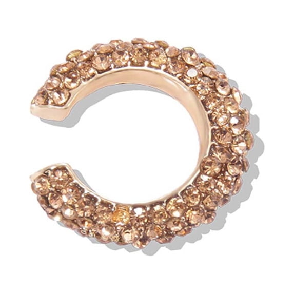 Grandest Birch 1Pc Lady Rhinestone C Shape Ear Cuff Clip Earring No Piercing Cartilage Jewelry Alloy, Rhinestone Off-White