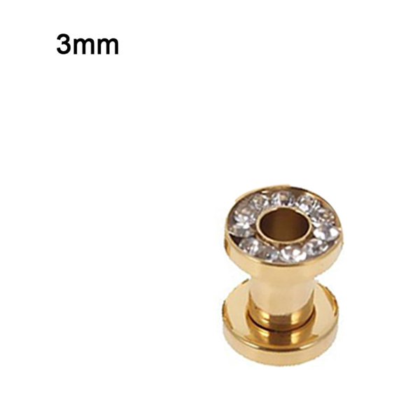 Grandest Birch 1Pc Stainless Steel Rhinestone Inlaid Plating Ear Plug Earring Piercing Jewelry Stainless Steel Black