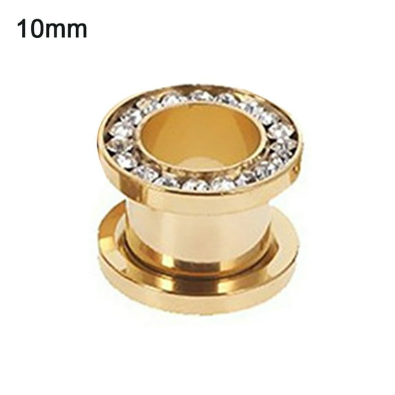 Grandest Birch 1Pc Stainless Steel Rhinestone Inlaid Plating Ear Plug Earring Piercing Jewelry Stainless Steel Gold