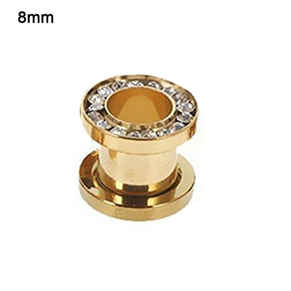 Grandest Birch 1Pc Stainless Steel Rhinestone Inlaid Plating Ear Plug Earring Piercing Jewelry Stainless Steel Purple