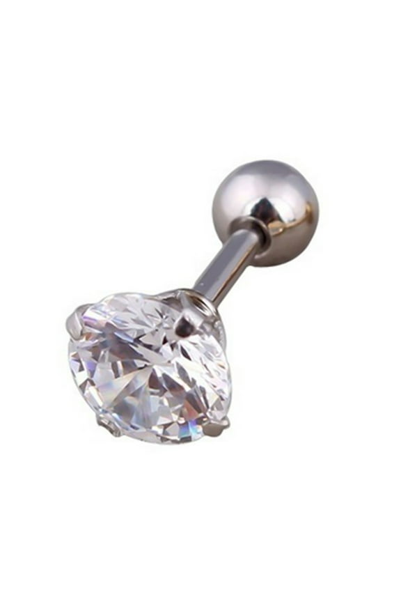 1Pc Unisex Cubic Zirconia Inlaid Titanium Steel Stud Earring Cartilage Jewelry Titanium Steel, Cubic Zirconia Blue