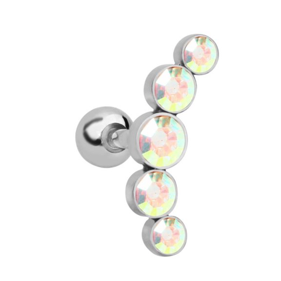 Grandest Birch 1Pc Women Rhinestone Cartilage Helix Tragus Ear Stud Earring Piercing Jewelry Stainless Steel Purple