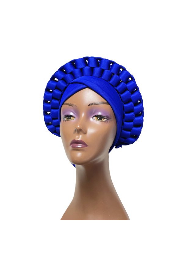 2PCS Hat Wide Band Adjustable Soft African Nation Style Turban Hat for Christmas,Blue