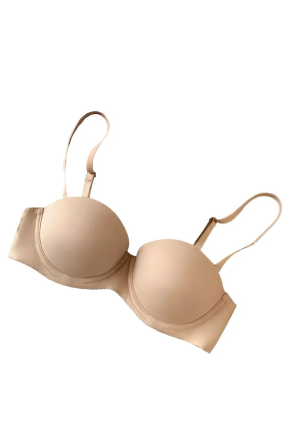 2PCS Underwear with Underwire Half Cup Adjustable Removable Shoulder Strap Double Row Buckle Push Up Solid Color Women Bra Inside Clothing,Skin,38B