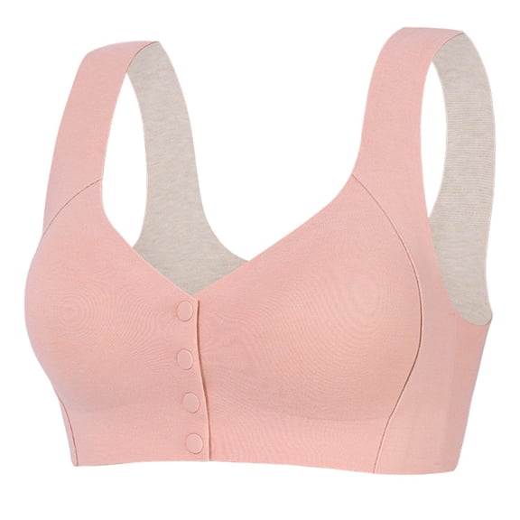 Grandest Birch 2PCS Women Sports Bra Elastic Shoulder Strap Detachable Chest Pads Front Button Closure Seamless Wireless Breathability Shockproof Push-up Yoga Daily Lady Bra,Cameo Brown,40B