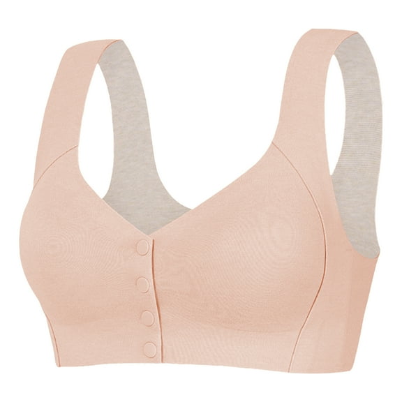 Grandest Birch 2PCS Women Sports Bra Elastic Shoulder Strap Detachable Chest Pads Front Button Closure Seamless Wireless Good Breathability Shockproof Push-up Yoga Daily Lady Bra,Pink,36D