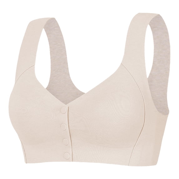 Grandest Birch 2PCS Women Sports Bra Elastic Shoulder Strap Detachable Chest Pads Front Button Closure Seamless Wireless Good Breathability Shockproof Push-up Yoga Daily Lady Bra,Skin,40E