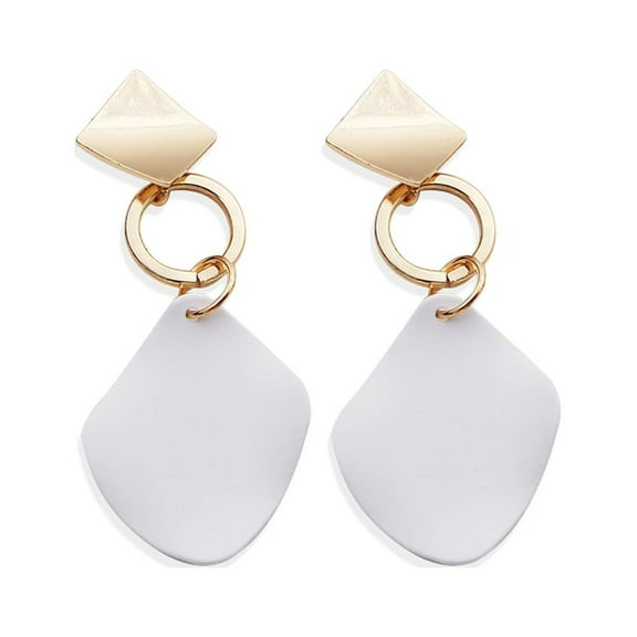 Grandest Birch 2Pairs Women Geometric Square Drop Stud Earrings Party Jewelry Gift Alloy White