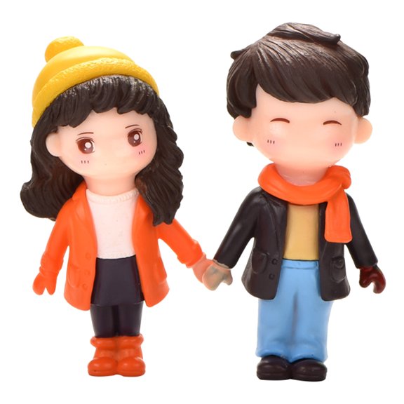 Grandest Birch 2Pcs Couples Figurines Adorable Delicate Plastic Small Couple Sculptures for Gifts Compact Cartoon Cute Couples Fi