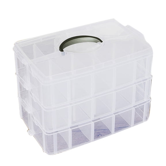 Grandest Birch 3 Layer Clear Jewelry Bead Pills Craft Storage Organizer Compartment Box Case 3 Layer Clear Compartment Design Larg
