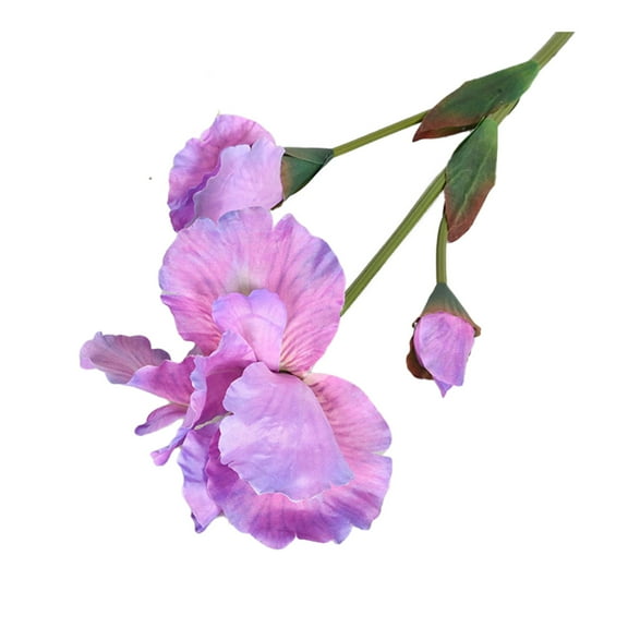 Grandest Birch 3PCS Artificial Iris Branch with Stem Green Leaves Home Wedding Party Faux Flower Floral Arrangement Indoor Outdoor Decoration Photo Props ,Purple