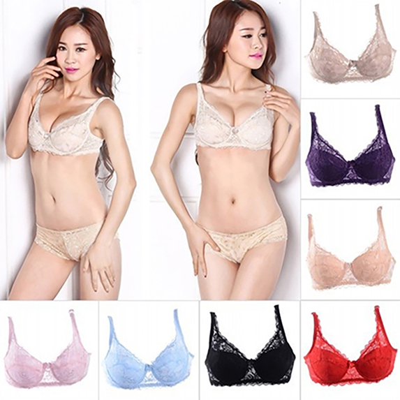 Grandest Birch 3PCS Random Color Women Sexy Lace Adjustable Bra Deep V Push Up Shaping Padded Brassiere for Daily Wear