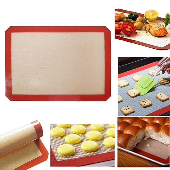 Grandest Birch 3PCS Silicone Baking Liner Mat Non-Stick Heat Resistant Kitchen Bakeware Oven Sheet,White+Red