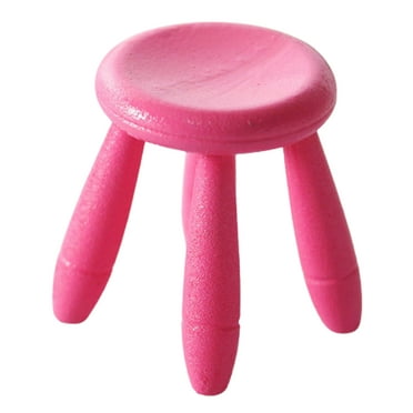 Grandest Birch 3PCS Simulation Small Stool Minimalistic Good Craftsmanship Plastic Mini Colorful Cartoon Small Round Stool for Micro Landscape,Rose Red